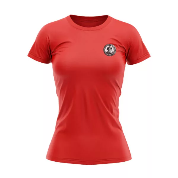 Dames t-shirt met Fedde logo rood - Sonnema