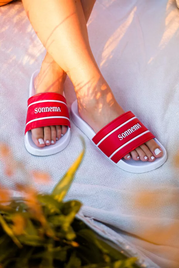 Sonnema slippers wit met rood - Sonnema